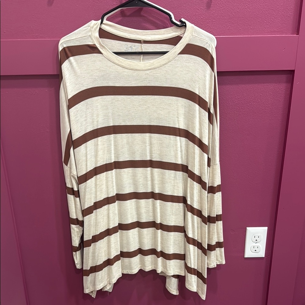 Striped Brown and Cream Women's Top
